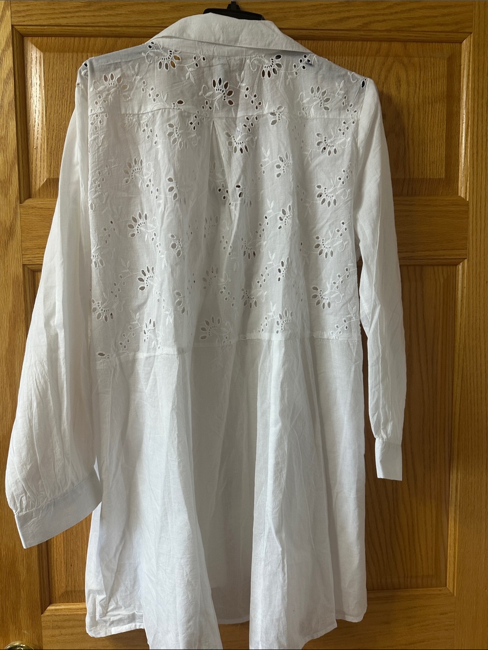 White Eyelet Button-Front Tunic - Picture 6 of 6